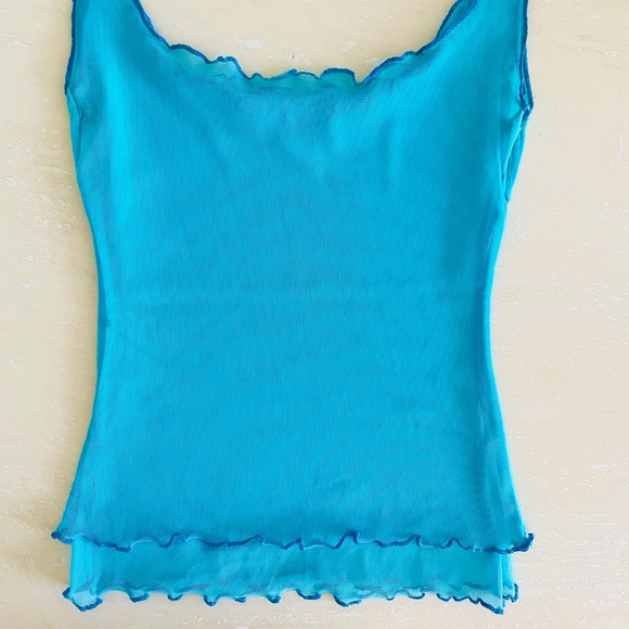 Turquoise Blue Sheer Double Layer Tank Top Size XS/S - Picture 1 of 5